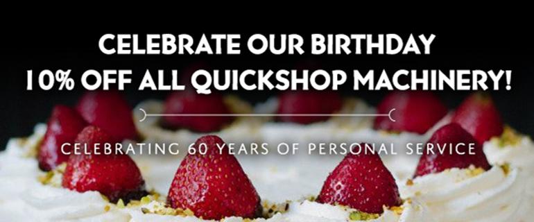 Celebrate 60 Years of Outstanding Customer Service With 10% Off Machinery in Our QuickShop